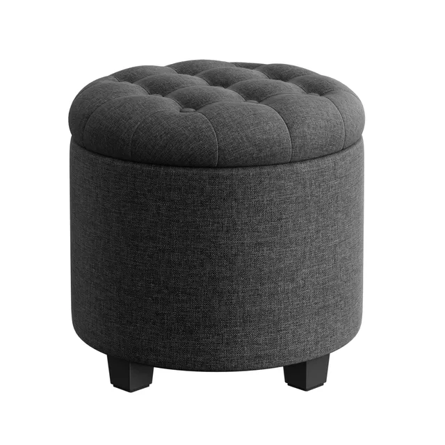 Songmics LOM011G01 pouf contenitore rotondo grigio scuro 42L