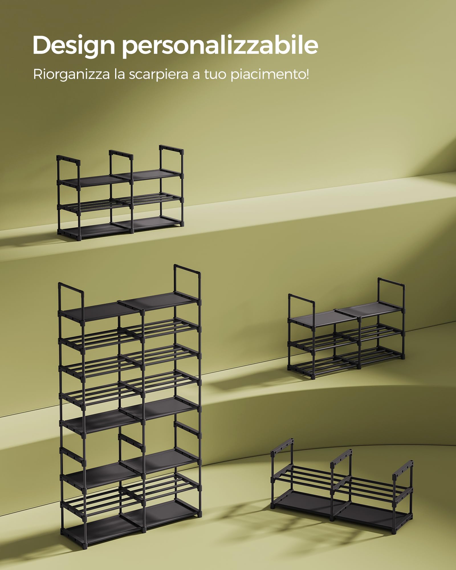 Songmics LSA219B01 scarpiera 8 livelli 32 paia nero inchiostro acciaio
