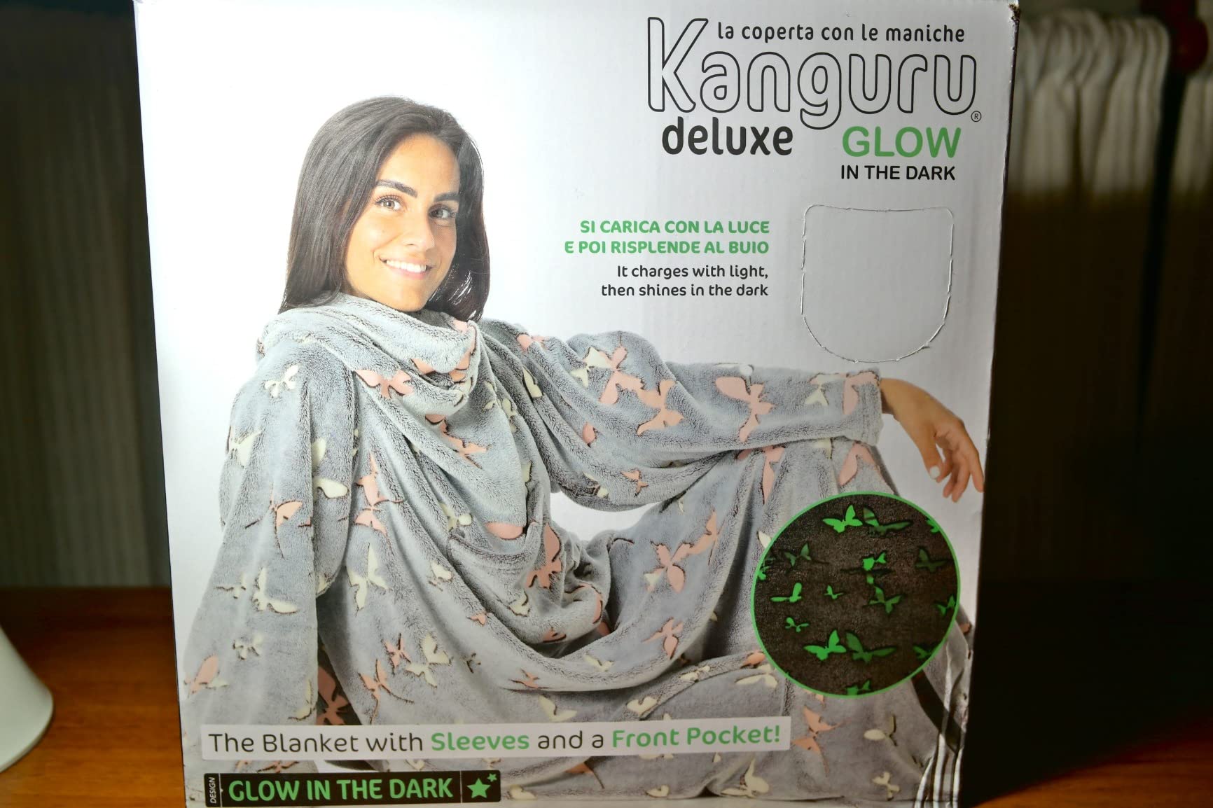 Lavatelli Kanguru Glow coperta con maniche pile 140x180 fosforescente