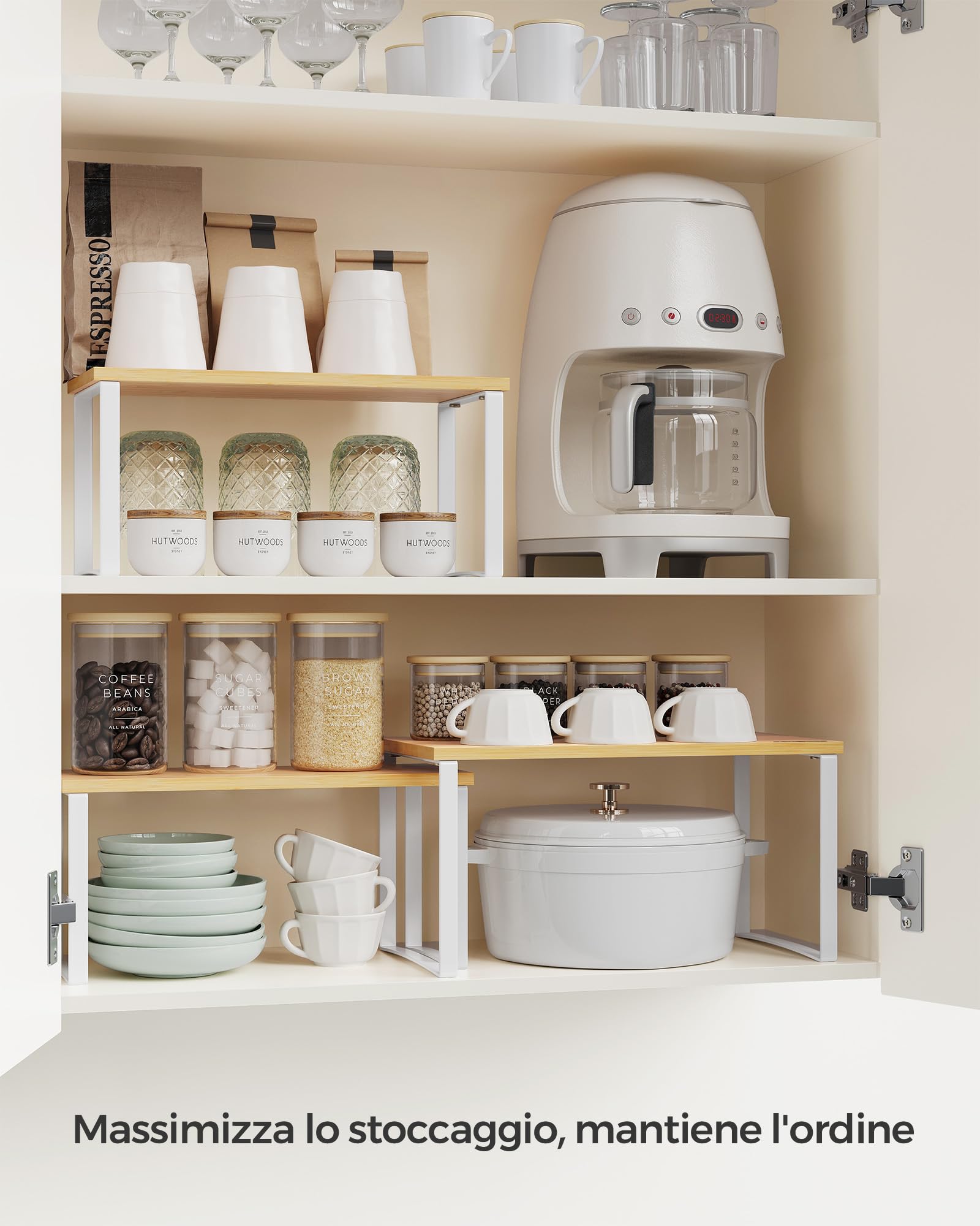 Songmics KCS014W01 scaffale cucina set 3 pezzi impilabile