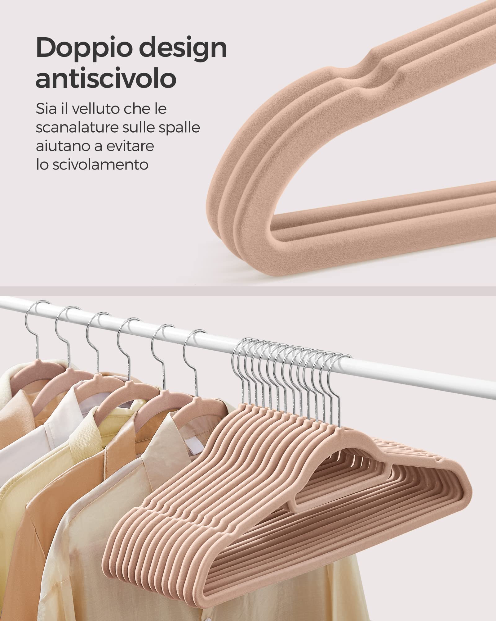 SONGMICS CRF020LB20 Grucce Velluto Marrone 20 Pezzi 43,5 cm