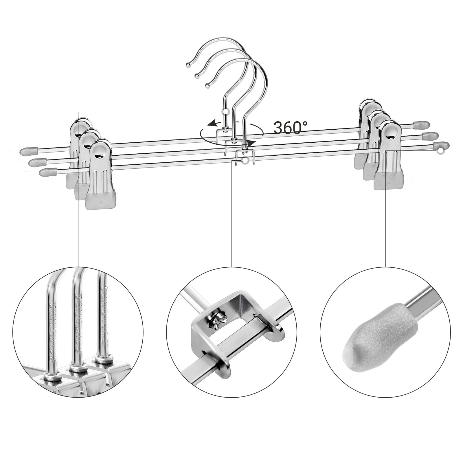 Songmics CRI03G20 grucce metallo 20 pezzi argento antiscivolo