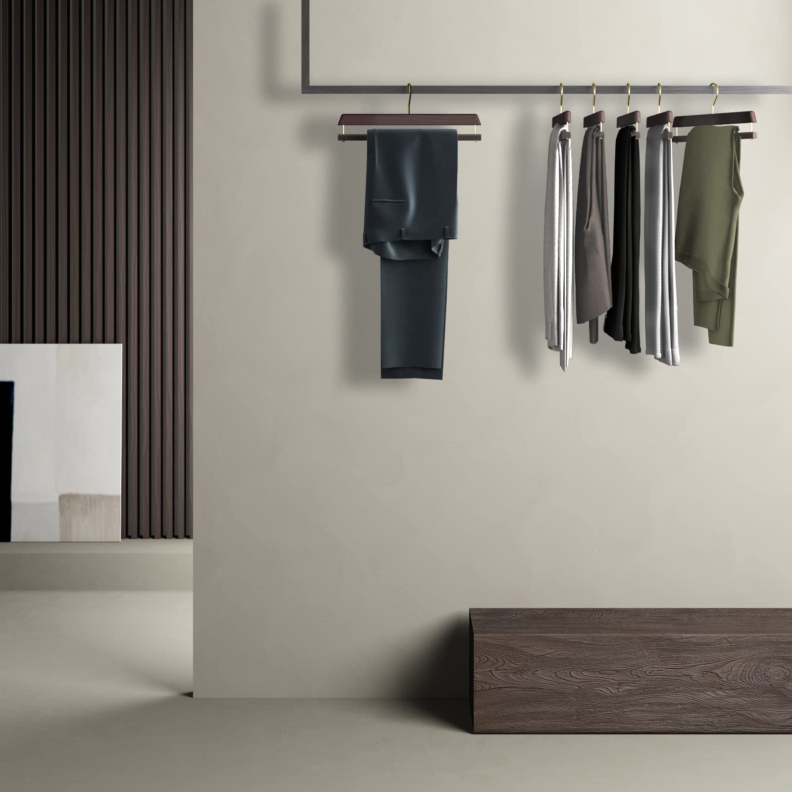 Mainetti Linea Legno gruccia pantaloni 38cm noce 5 pezzi