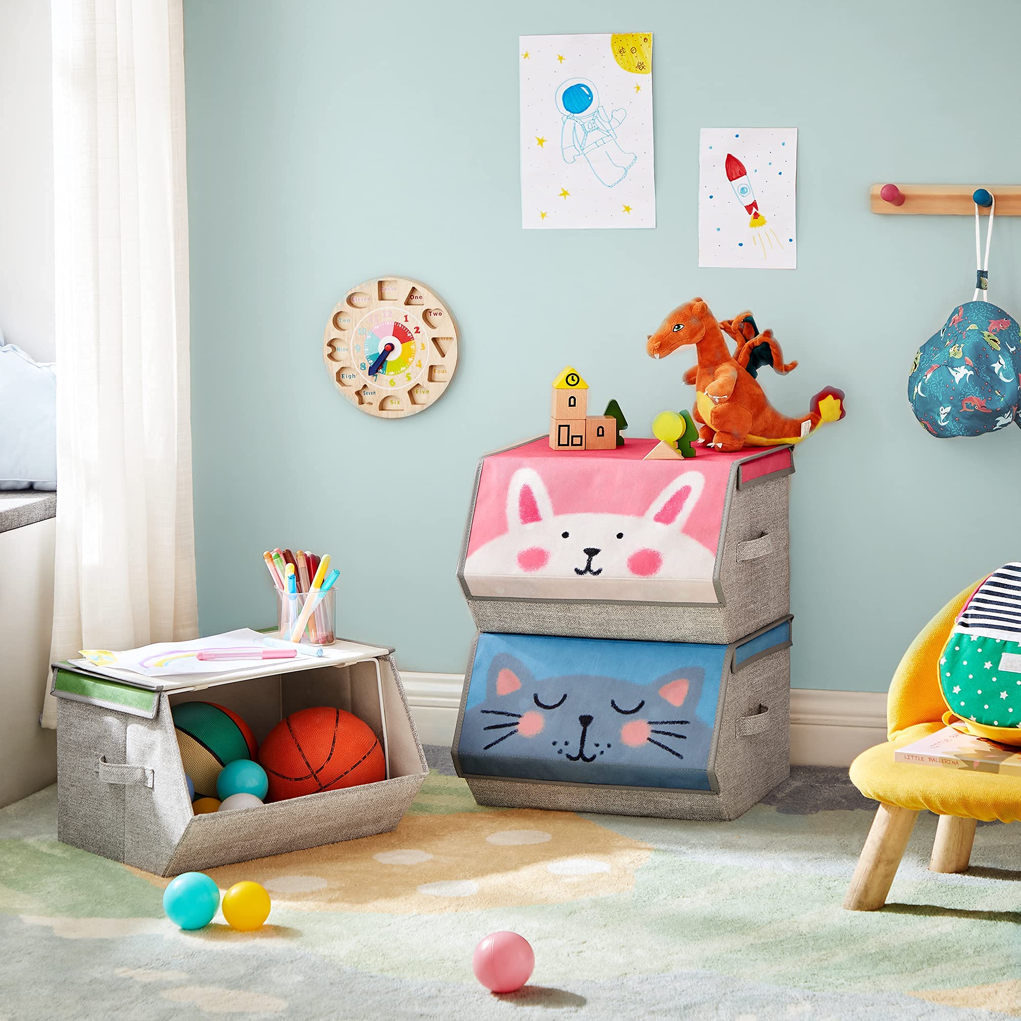 Songmics RFB760P01 scatole bimbi animali 3 pezzi pieghevoli