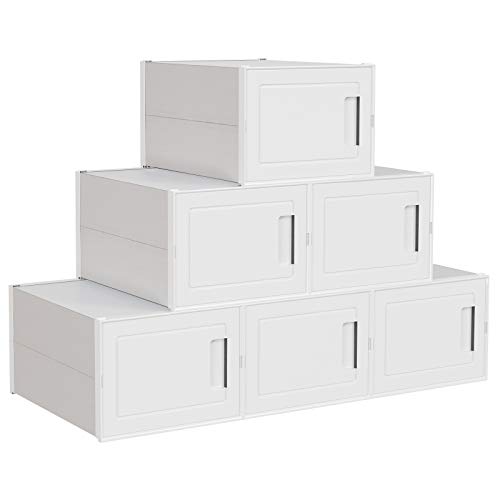 Songmics LSP004W02 set 6 scatole scarpe bianche fino al 44 impilabili