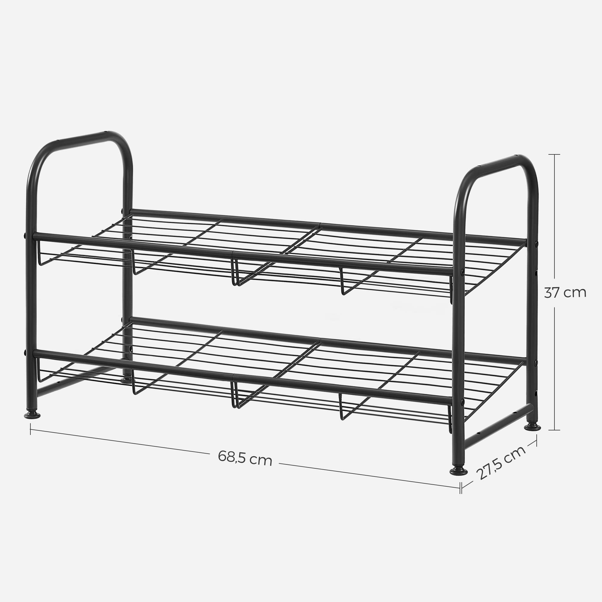 Songmics LMR065B01 scarpiera 2 ripiani nera 8 paia