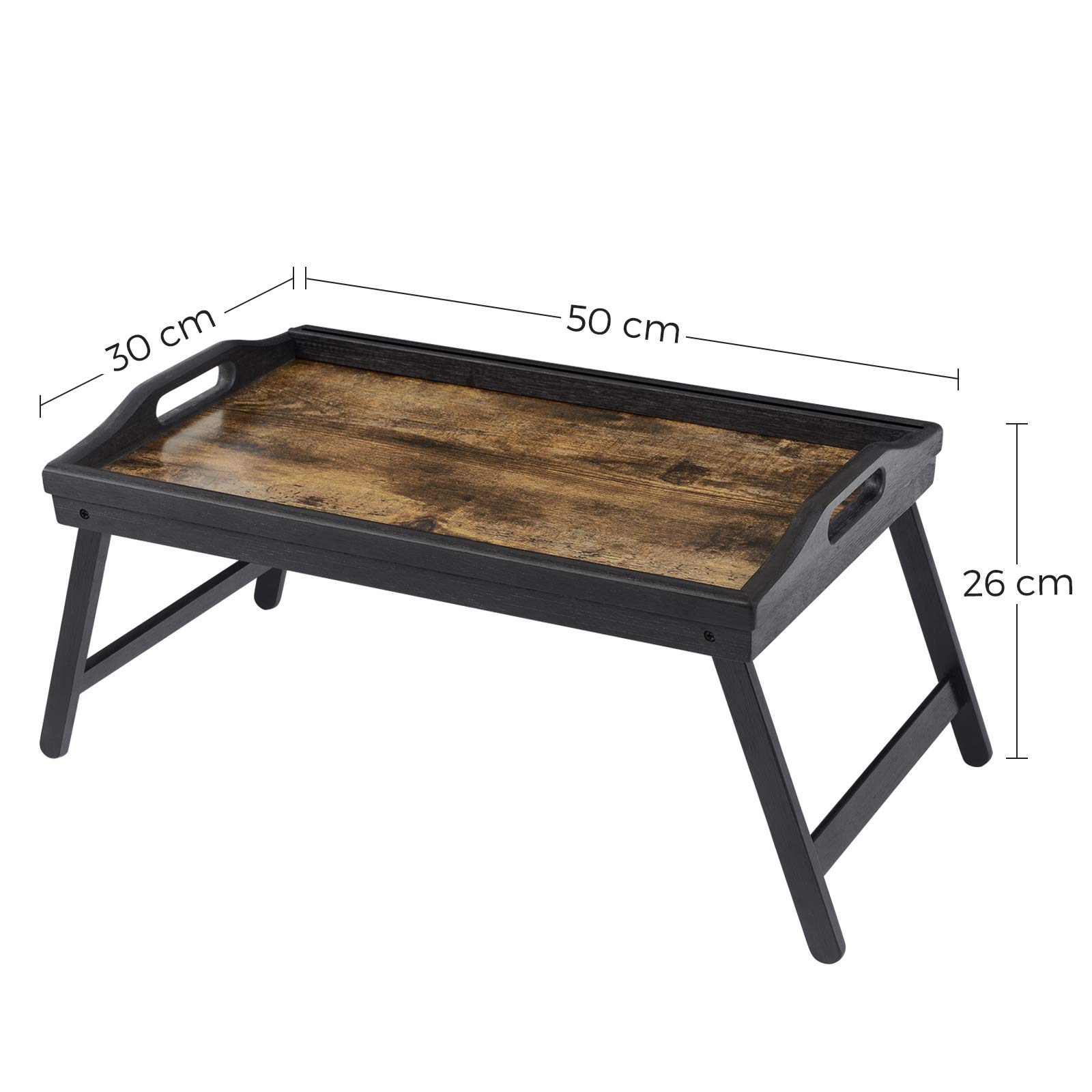 Songmics vassoio da letto bambù pieghevole marrone rustico