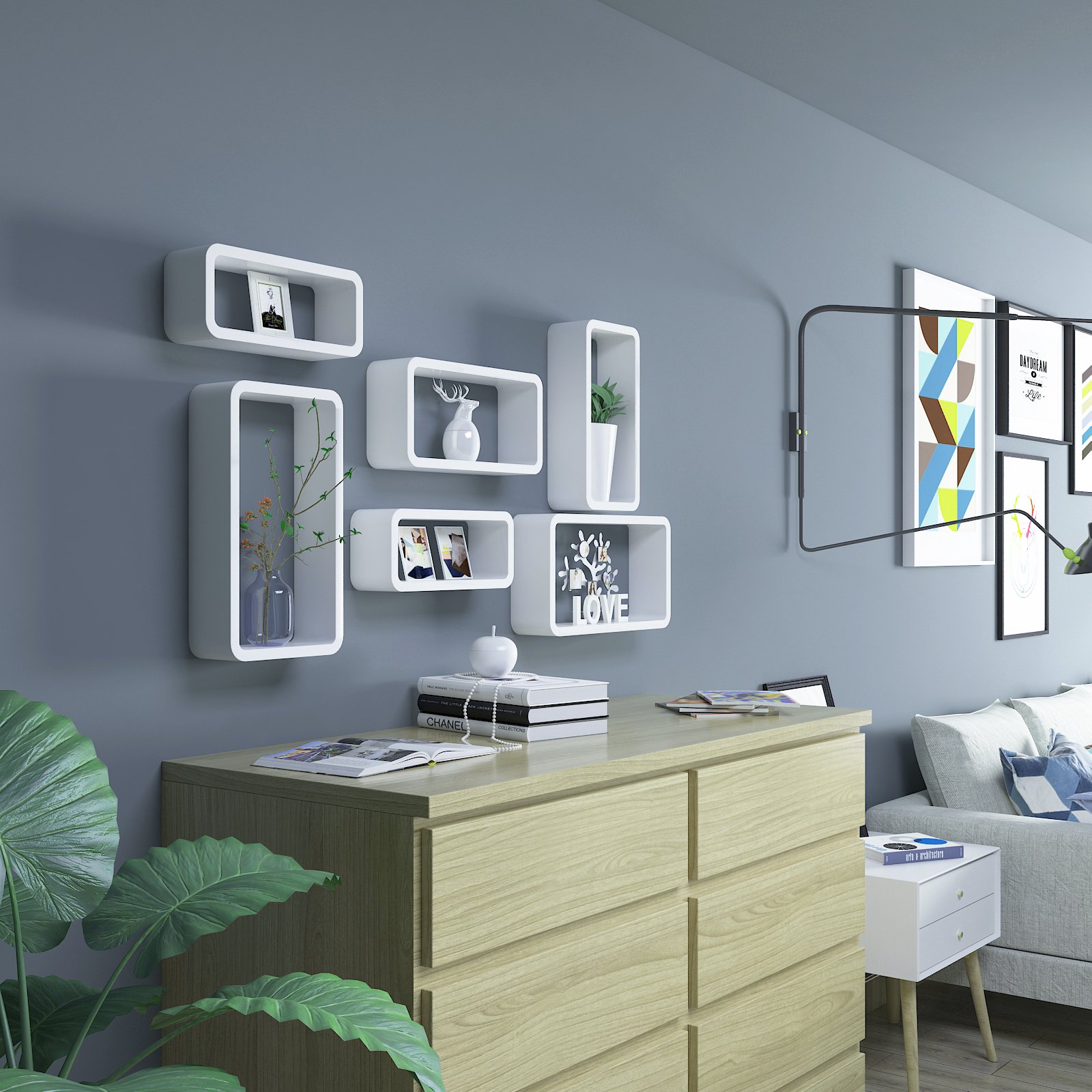 Songmics LWS97W Set 3 Mensole da Parete Bianche MDF