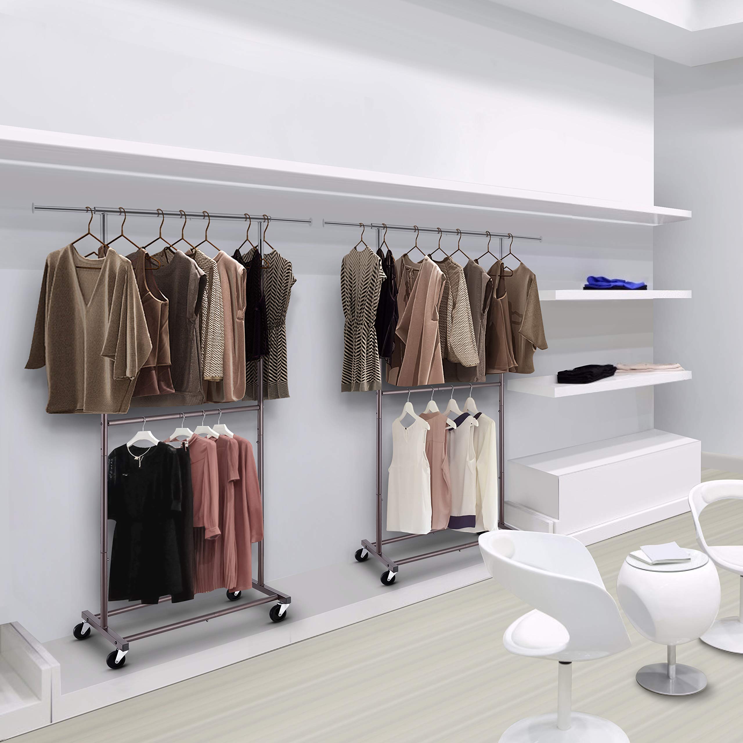 Simple Trending Stender Doppio 78-121 cm Bronzo con Ruote Metallo