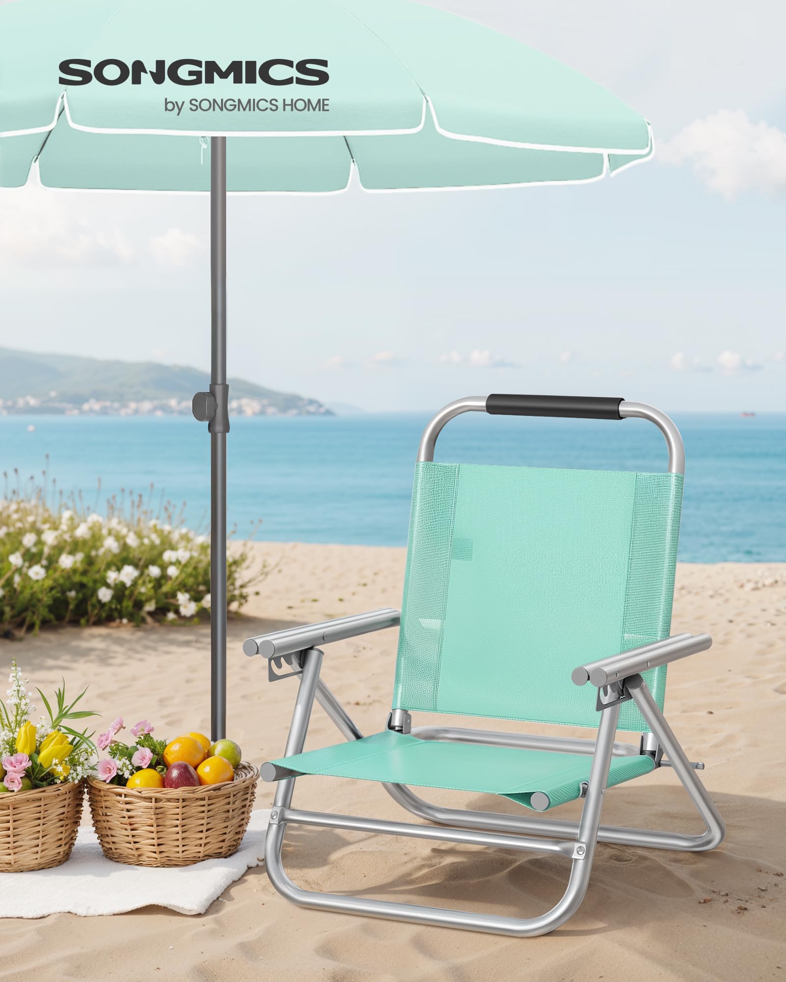 Songmics GCB065C01 sedia spiaggia verde pieghevole 150 kg