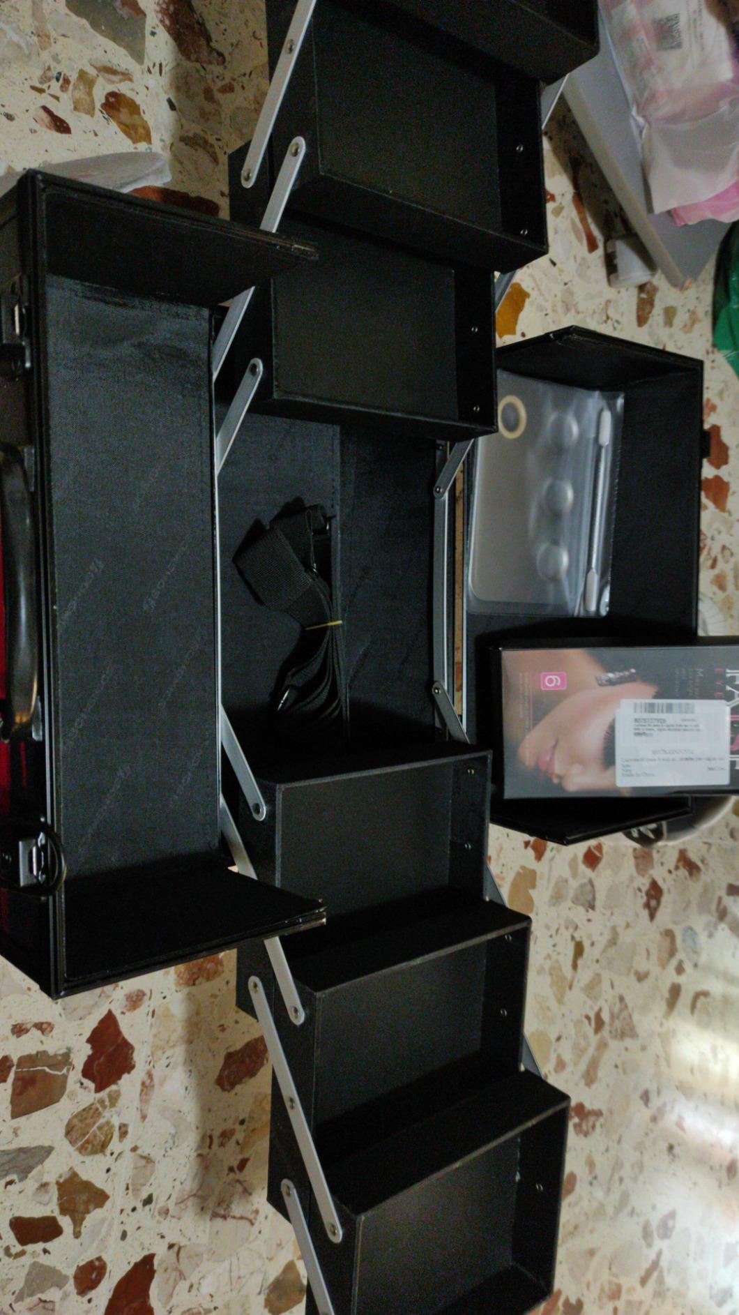 Songmics JBC322QR valigetta cosmetici indaco e rosso con serratura