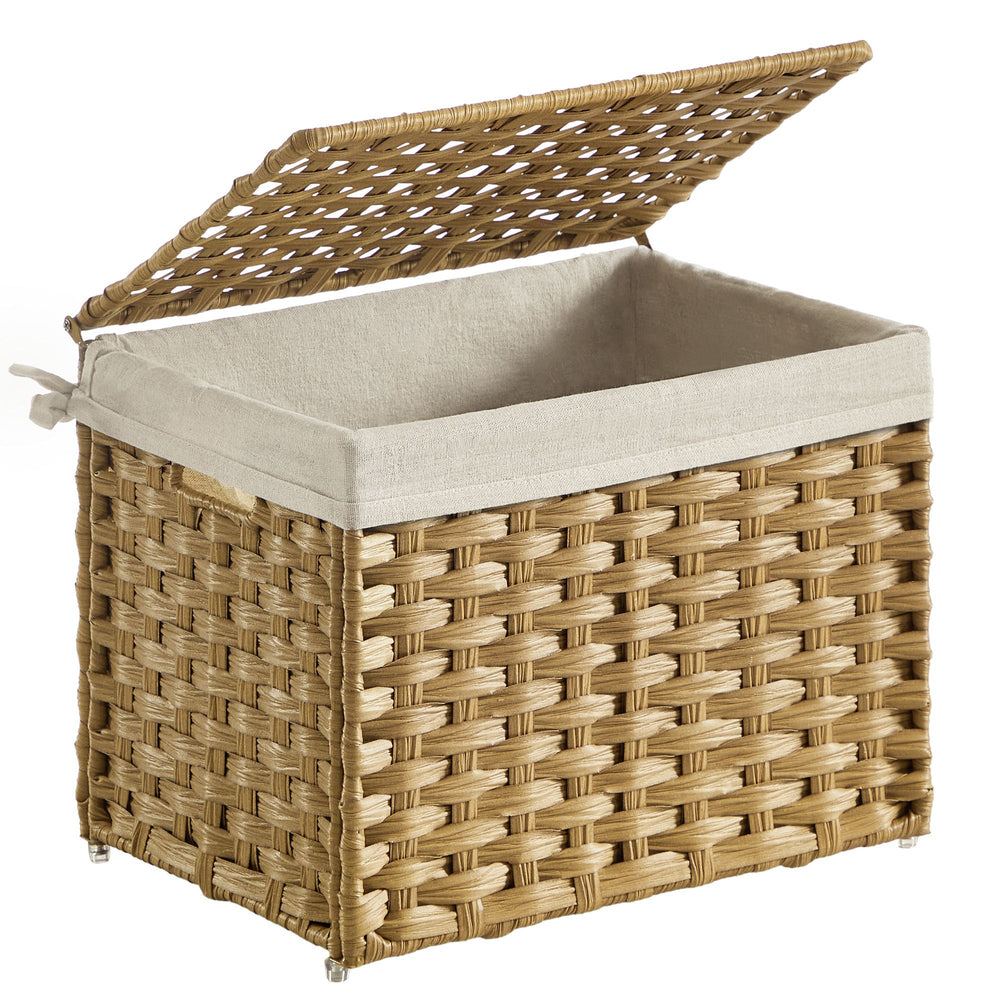 Songmics Cesto Intrecciato 35 L con Coperchio Naturale