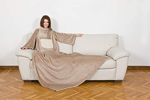 Kanguru coperta con maniche beige 210x140 cm pile