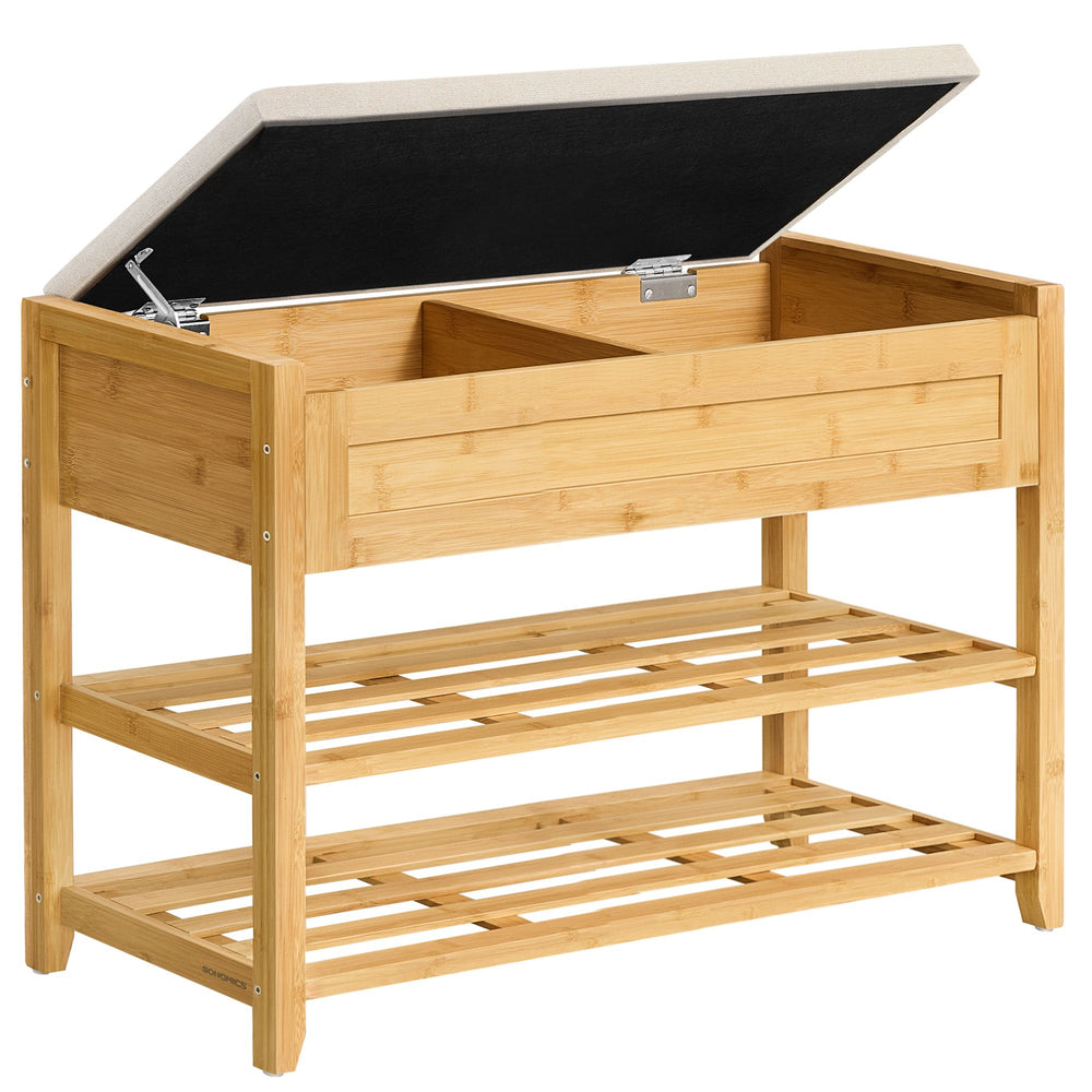 Songmics Panca Contenitore Scarpiera Bambù 80 cm