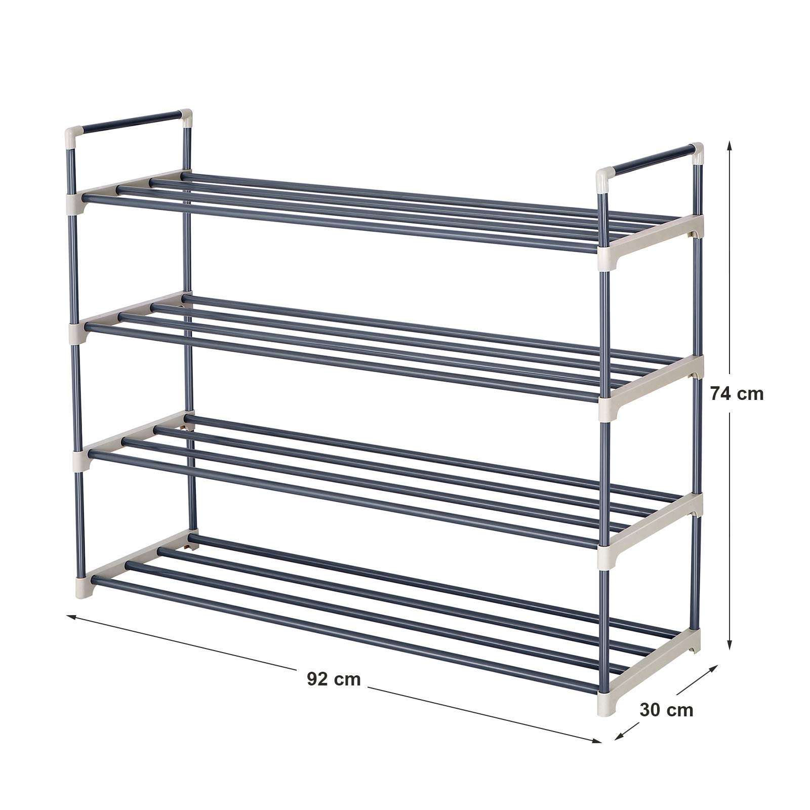 Songmics LSA14G Scarpiera 4 Ripiani Grigia 92 cm