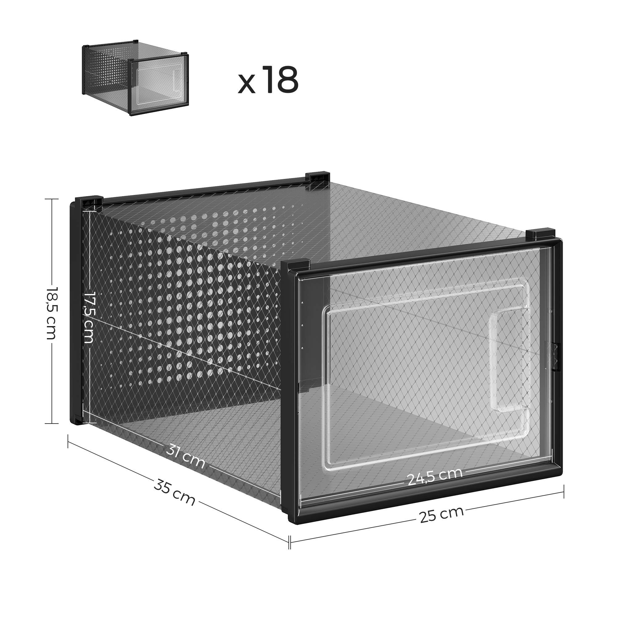 Songmics LSP007T18 scatole portascarpe 18 pezzi impilabili