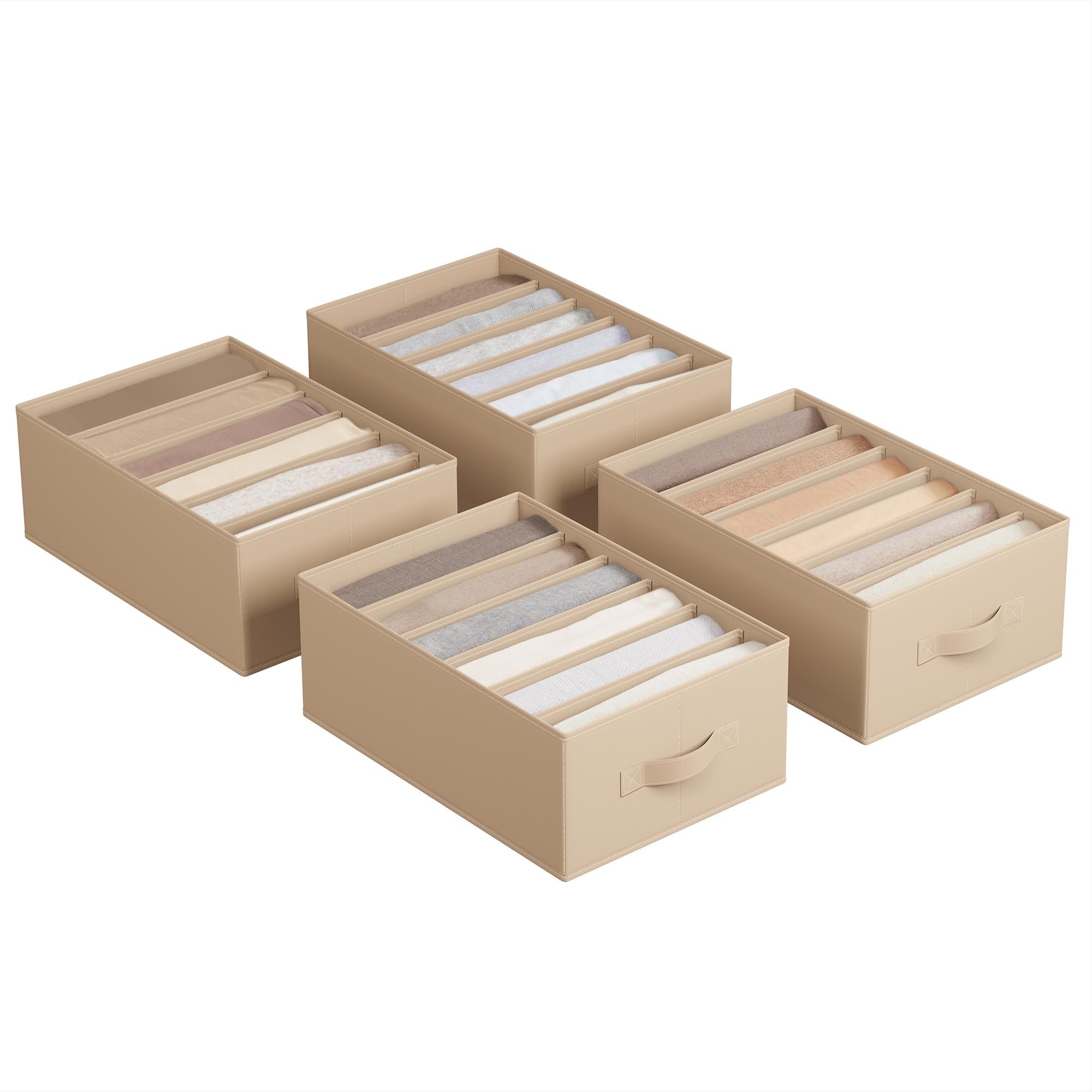 Songmics RUS009K01 set 4 organizer 6 scomparti beige sabbia