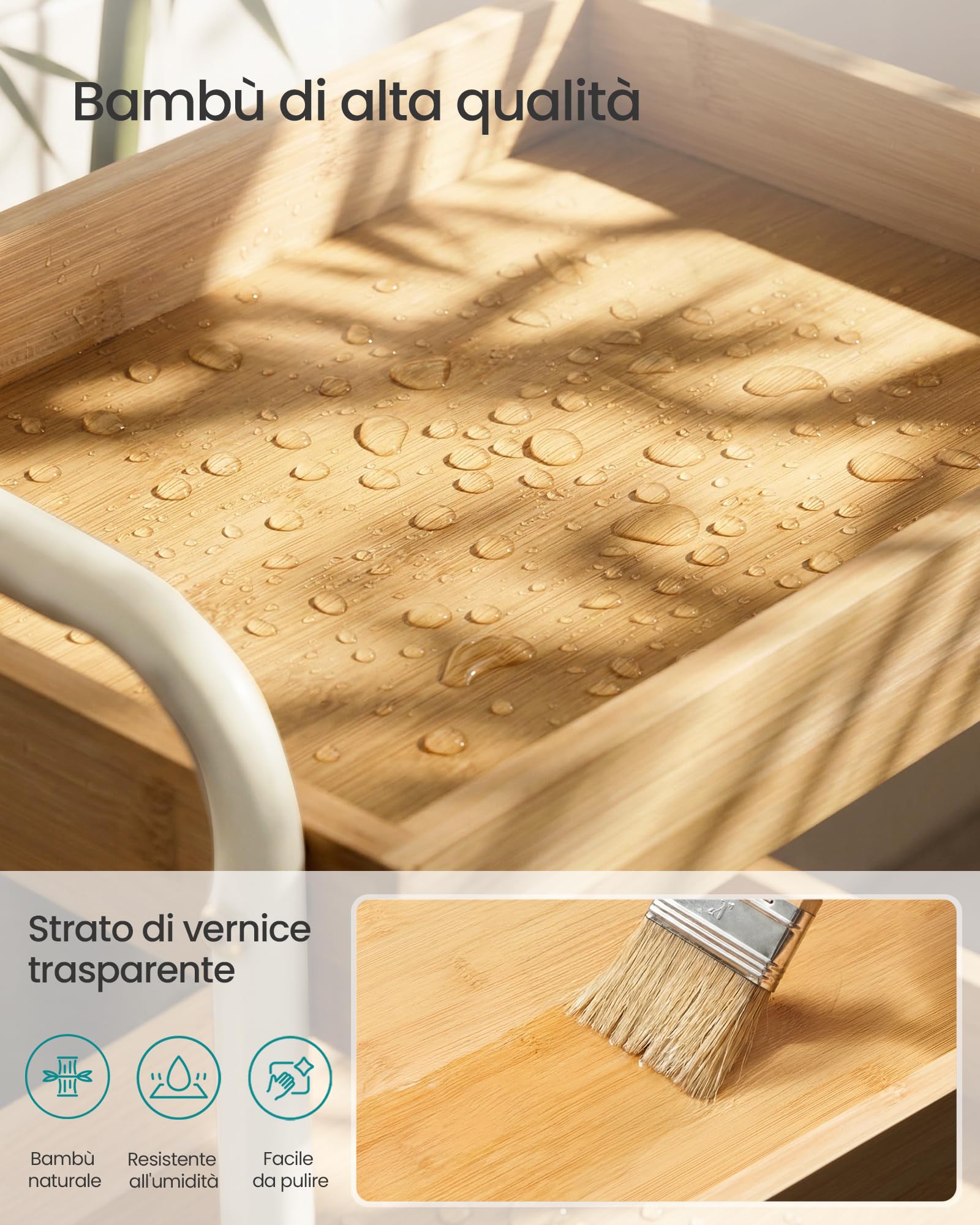 Songmics LRC081YL01 carrello 3 ripiani beige con ruote