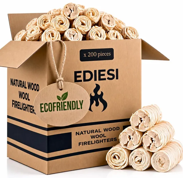 Ediesi accendifuoco legno 200 pezzi cera naturale