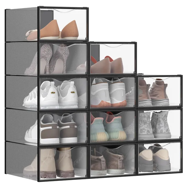 Songmics LSP312B01 scatole scarpe trasparenti 12 pezzi nere