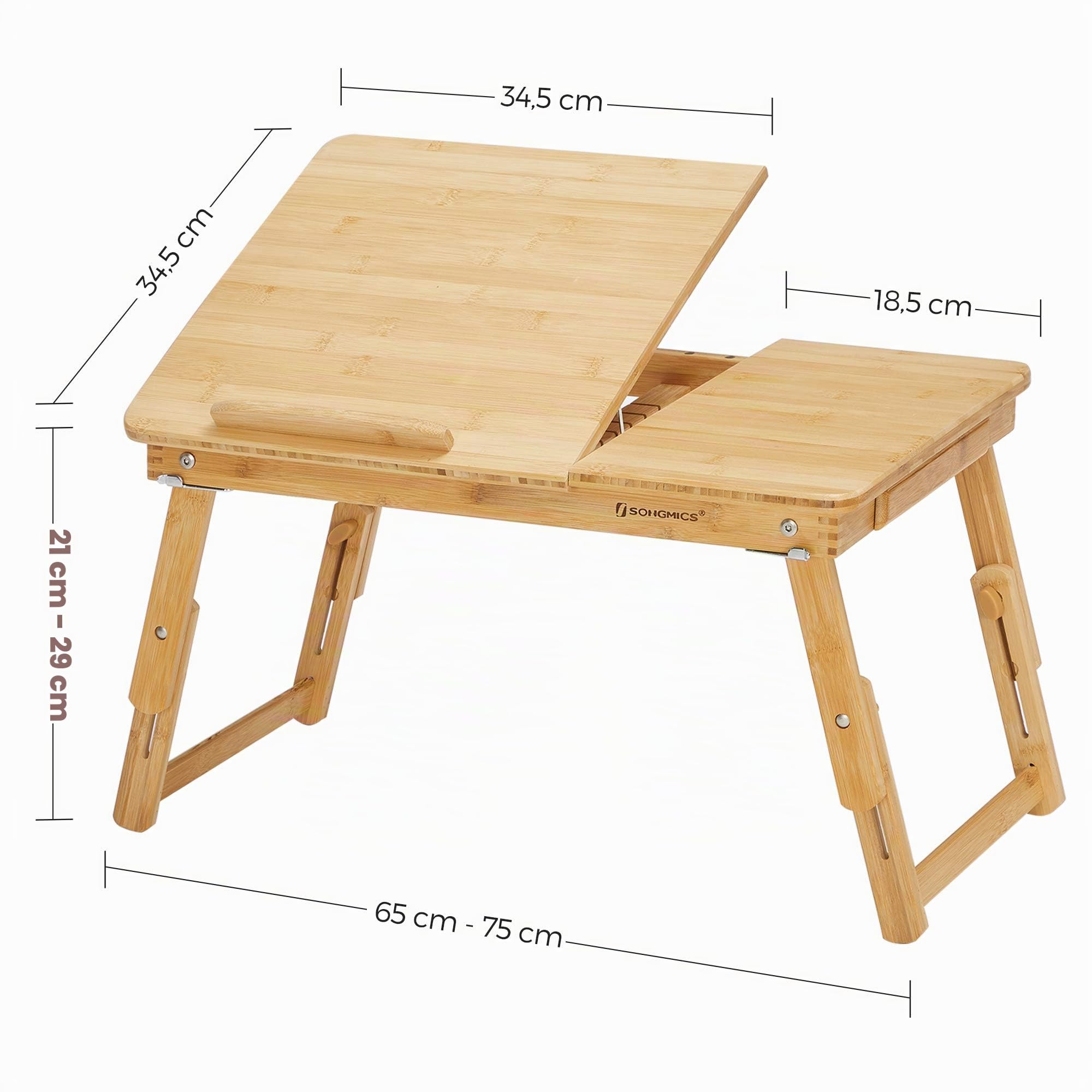 Songmics LLD01N Tavolino Bambù Letto Laptop Inclinabile Naturale
