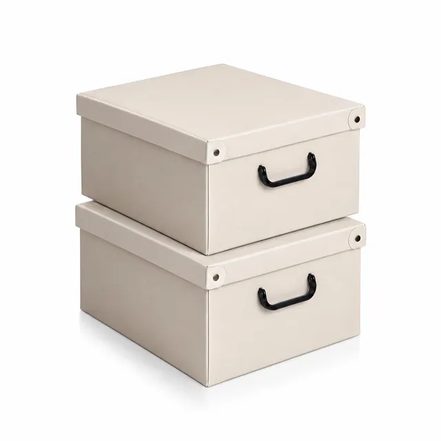 Lavatelli Set 2 Scatole Armadio 32x42x17,5 cm Beige Resistenti
