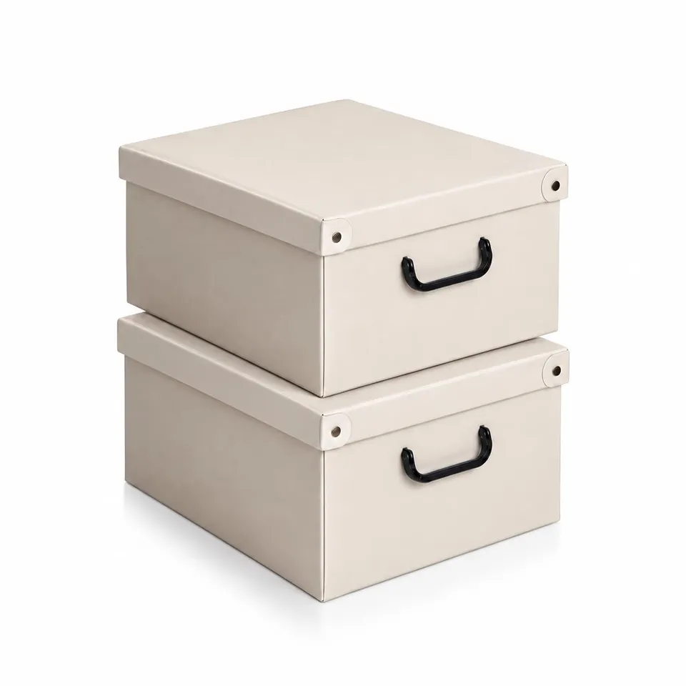 Lavatelli Set 2 Scatole Armadio 32x42x17,5 cm Beige Resistenti