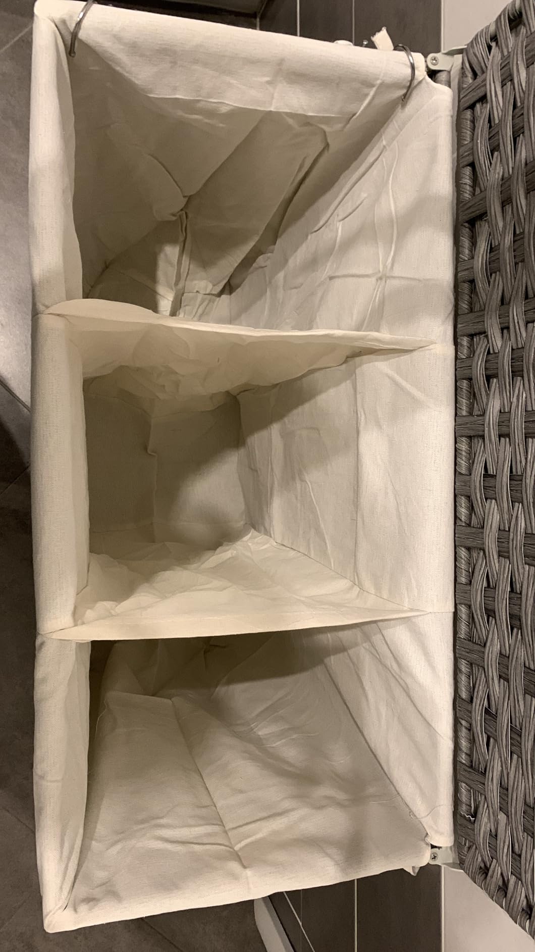 Songmics Cesto Portabiancheria 140L Grigio 3 Scomparti con Ruote