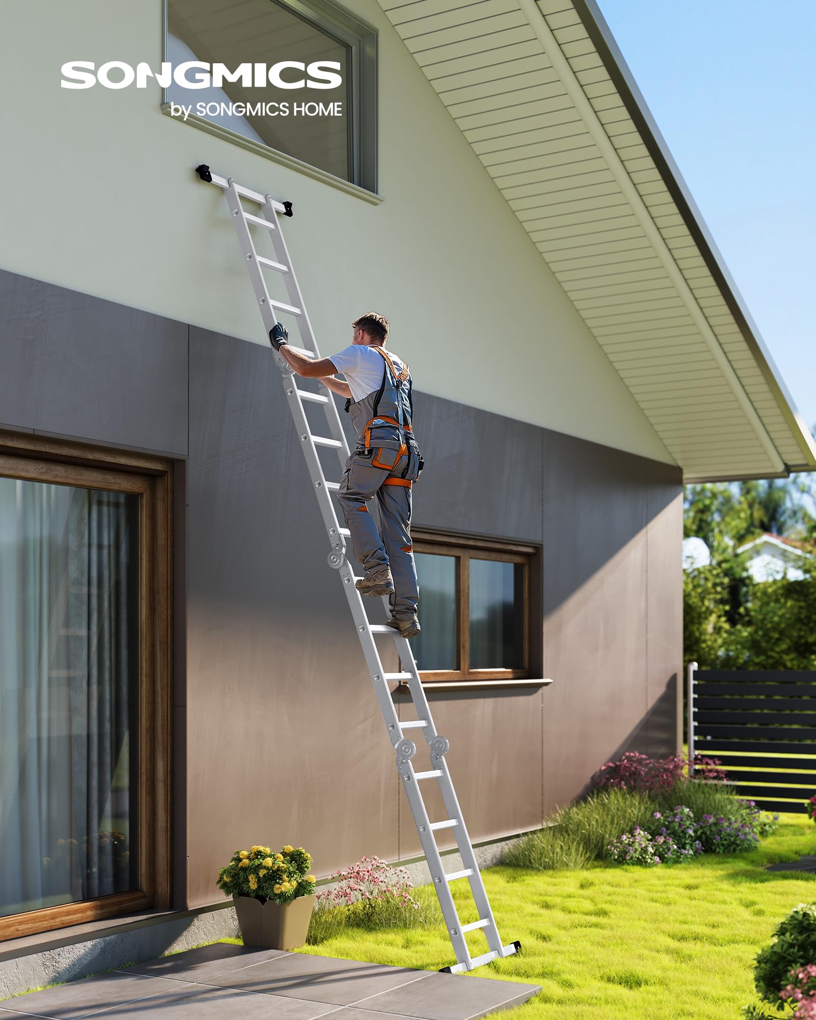 Songmics GLT046E01 scala multifunzione alluminio 4x4 argento