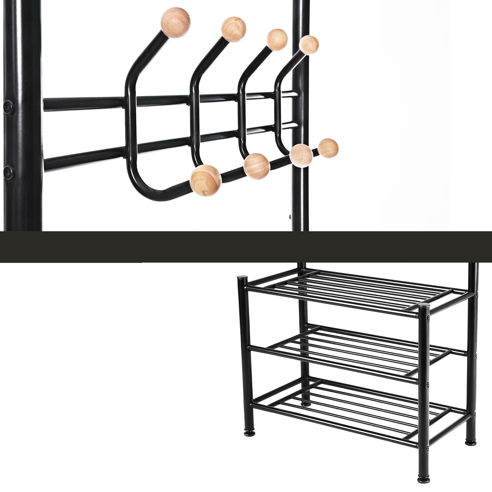 Songmics HSR04B stand appendiabiti nero 187 cm scarpiera