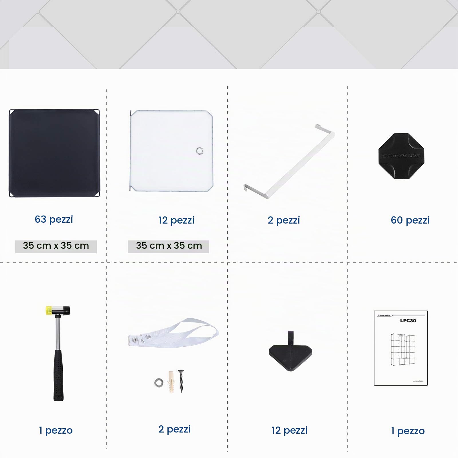 Songmics LPC30H Guardaroba Modulare 143x36 Nero Floreale Plastica