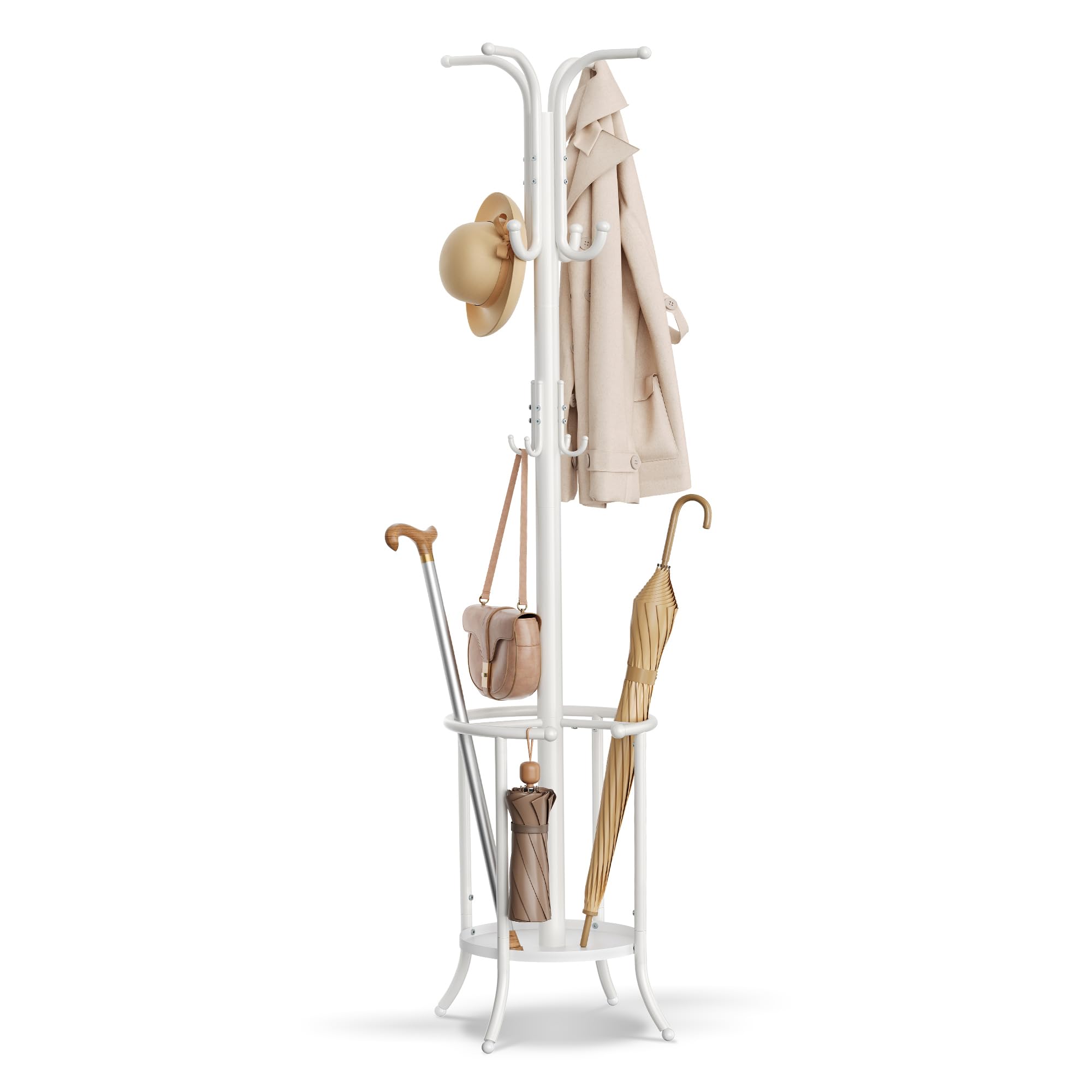 Songmics RCR011W01 Appendiabiti da Terra Bianco Perla 12 Ganci 175 cm