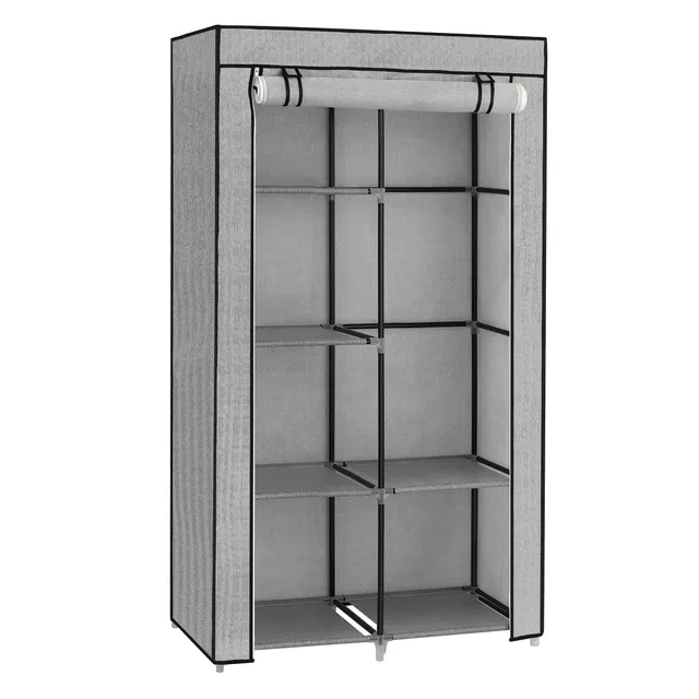 Songmics guardaroba tessuto 45x88x168 cm grigio con asta appendiabiti