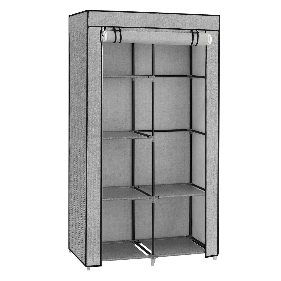Songmics guardaroba tessuto 45x88x168 cm grigio con asta appendiabiti