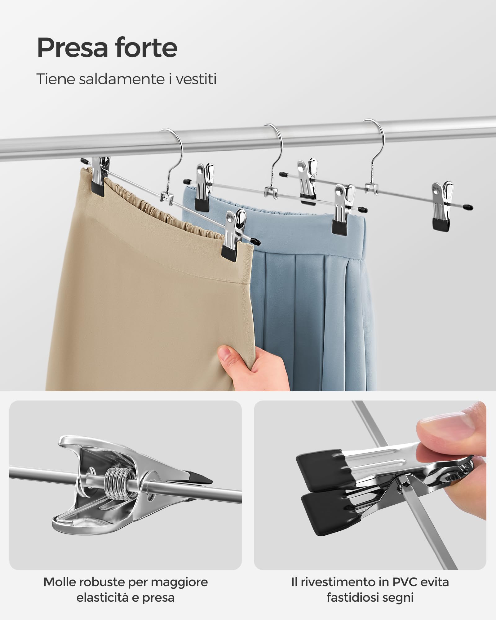 Songmics CRI003E10 Set 20 Grucce Pantaloni Metallo 40 cm Pinze