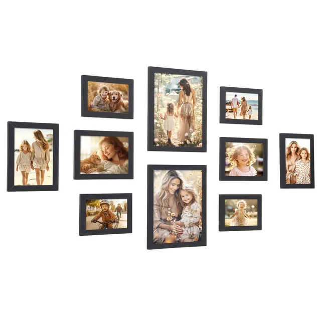 Songmics RPF310H set 10 cornici foto nero inchiostro miste