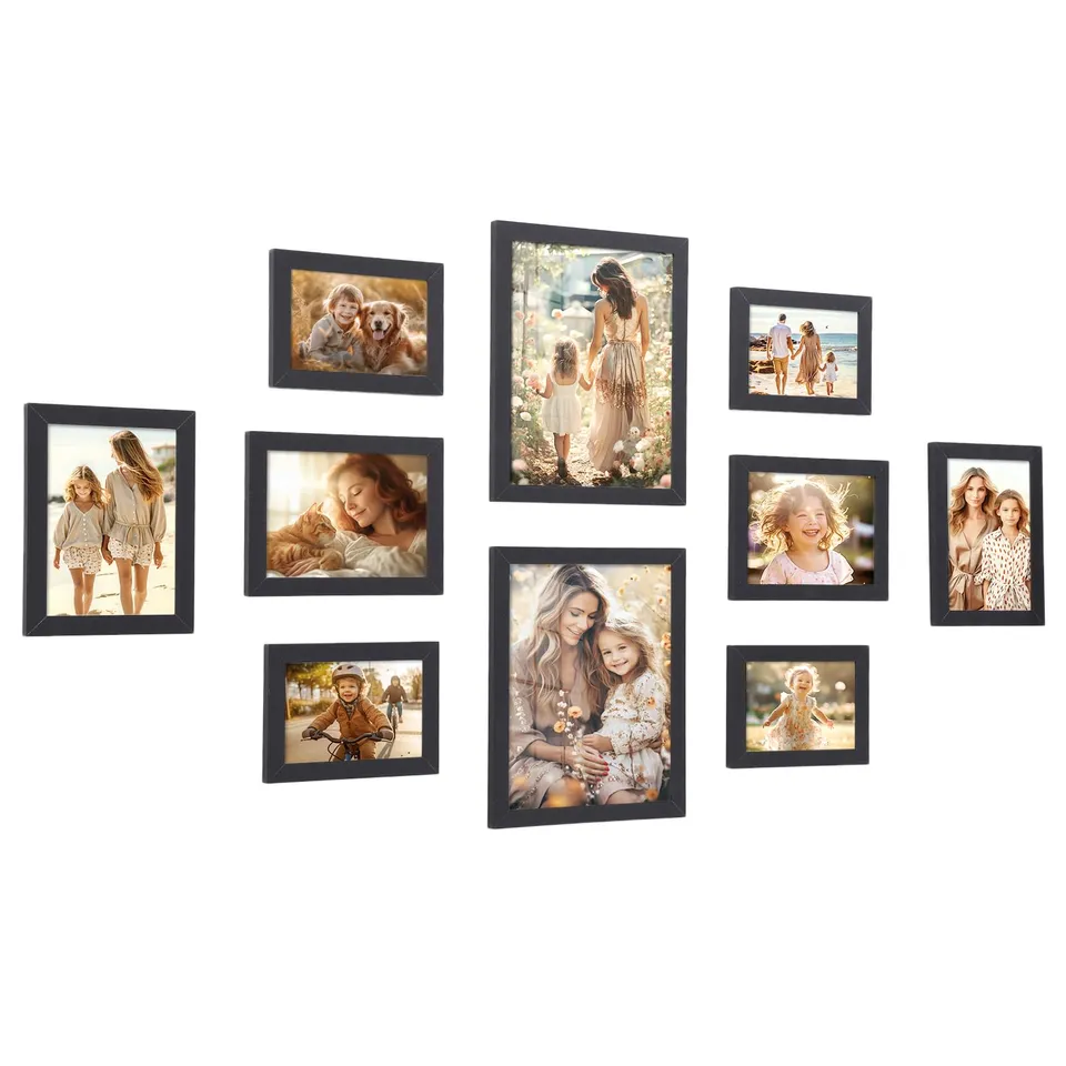 Songmics RPF310H set 10 cornici foto nero inchiostro miste