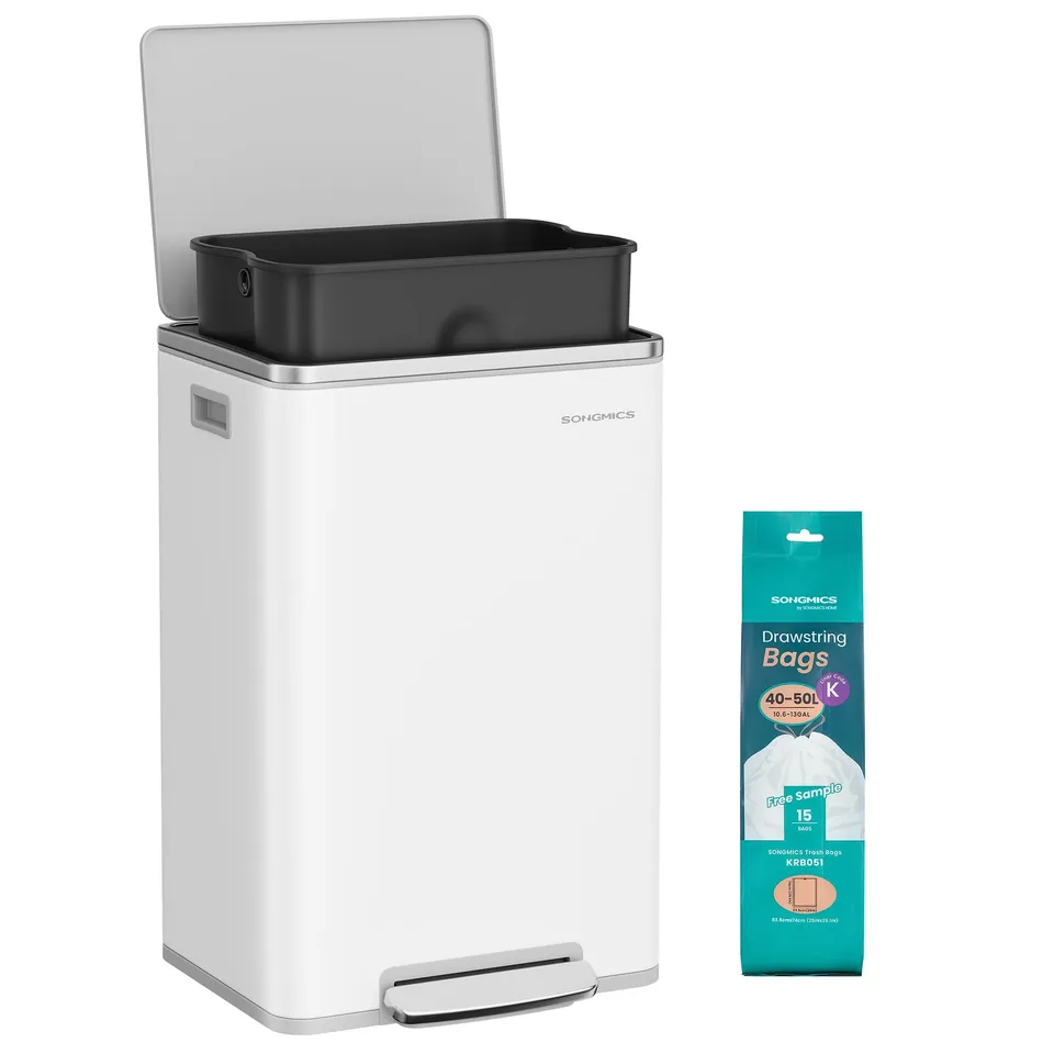 Songmics LTB595WC01 pattumiera cucina bianca 50 L acciaio