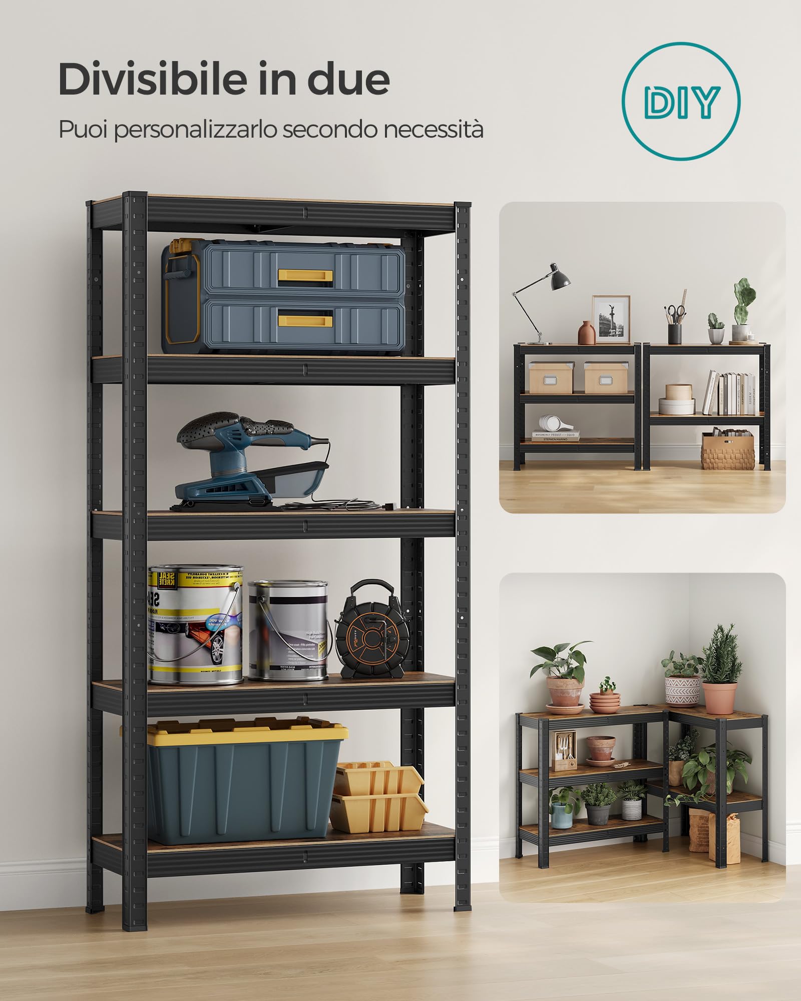 Songmics GLR030B01 scaffale 30x75x150 cm vintage