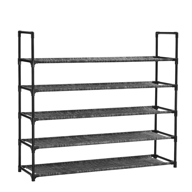 Songmics LSR005B12 Scarpiera 5 Ripiani Nero 100x28x92 cm 25 Paia
