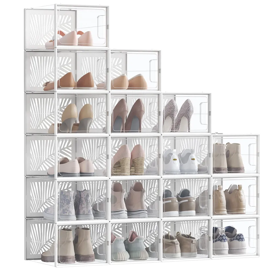 Songmics scatole scarpe trasparenti 18 pezzi fino al 46