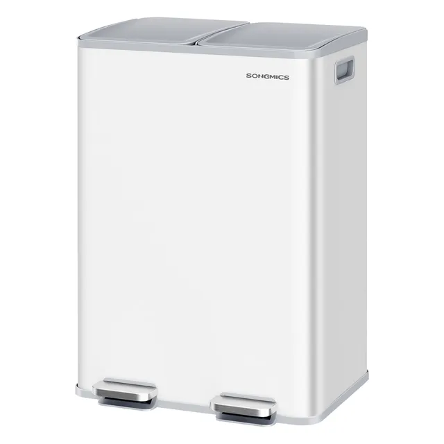 Songmics ULTB741B01 Pattumiera Doppia 60L Acciaio Pedale
