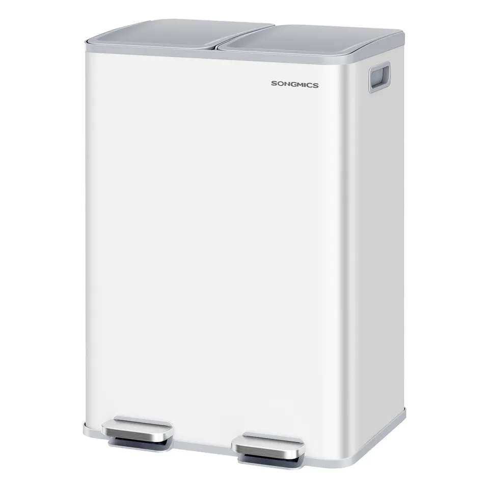 Songmics ULTB741B01 Pattumiera Doppia 60L Acciaio Pedale