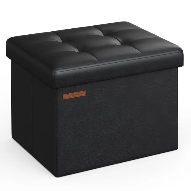 Songmics Pouf Contenitore Pieghevole 32L Nero 31x41x31 cm