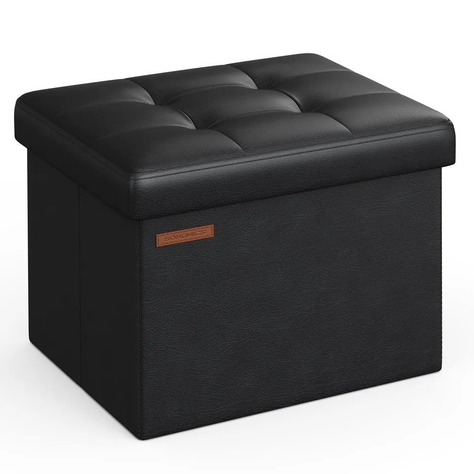 Songmics Pouf Contenitore Pieghevole 32L Nero 31x41x31 cm