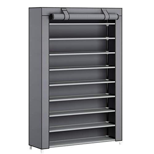 Songmics RXJ00GY scarpiera 10 ripiani grigia con copertura