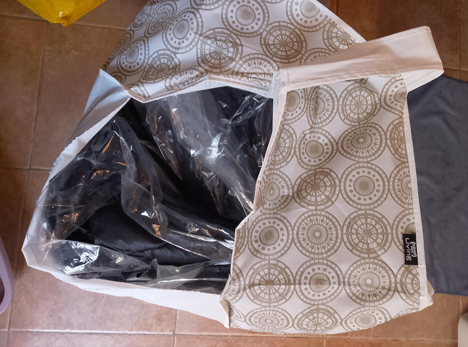 Domo Pak Ella Beige Large custodia coperte 45x55x25 cm maniglia