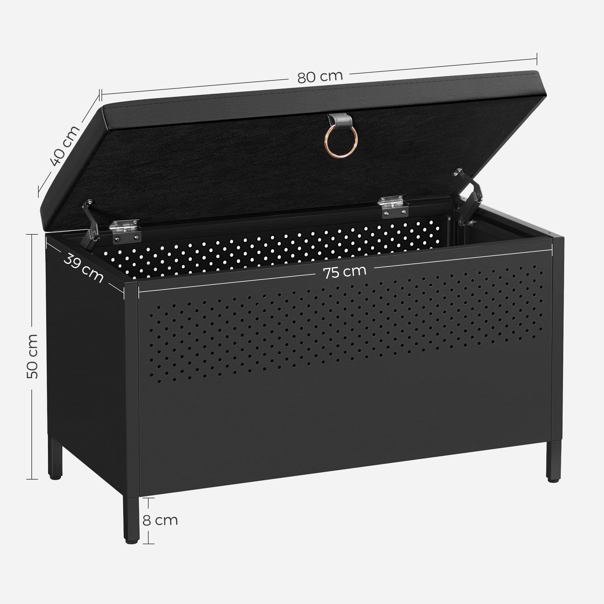 Songmics LSB901B01 panca contenitore nera 80x40x50 cm