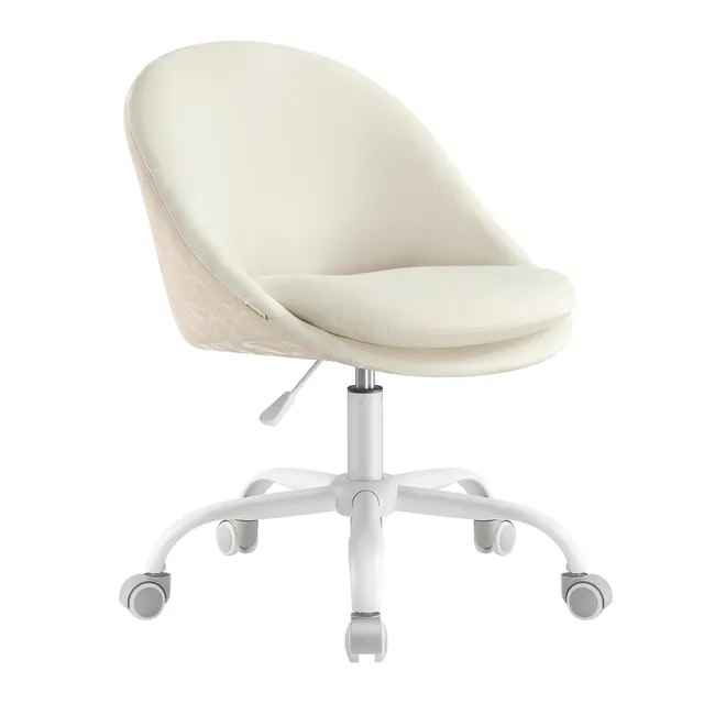 Songmics OBG020WD01 sedia girevole bianco crema velluto