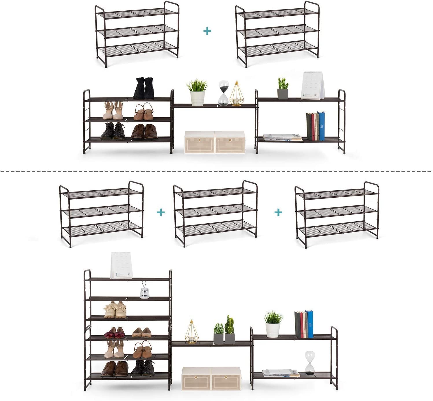 Simple Trending Scarpiera 3 Ripiani 68x29x50 cm Bronzo Metallo